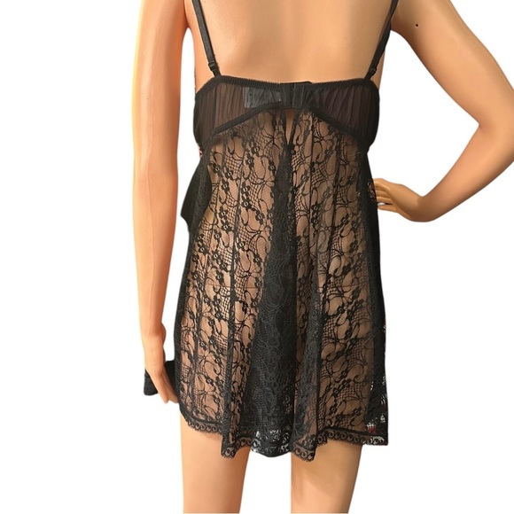 VTG Y2K Boudoir Collection Black Lace Lingerie Babydoll Chemise ~ Sz L ~ NWOT - Picture 2 of 8